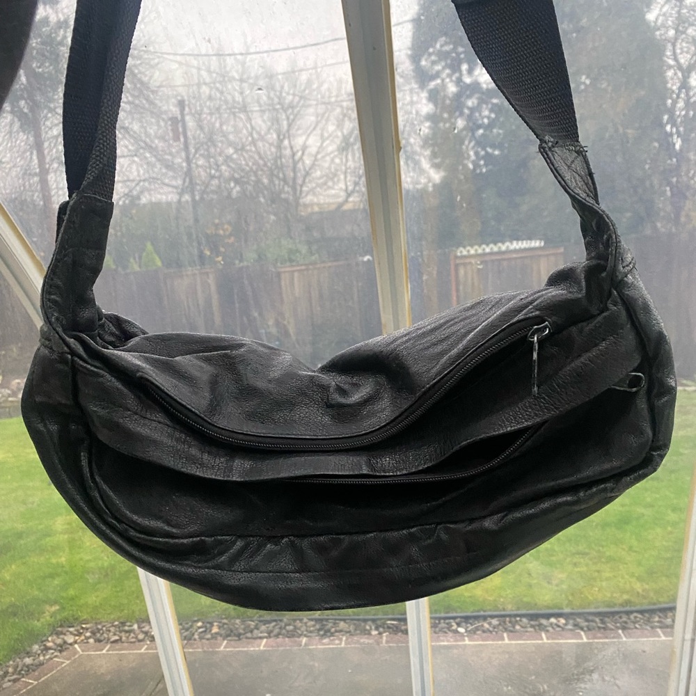 Oversized fanny pack genuine leather
